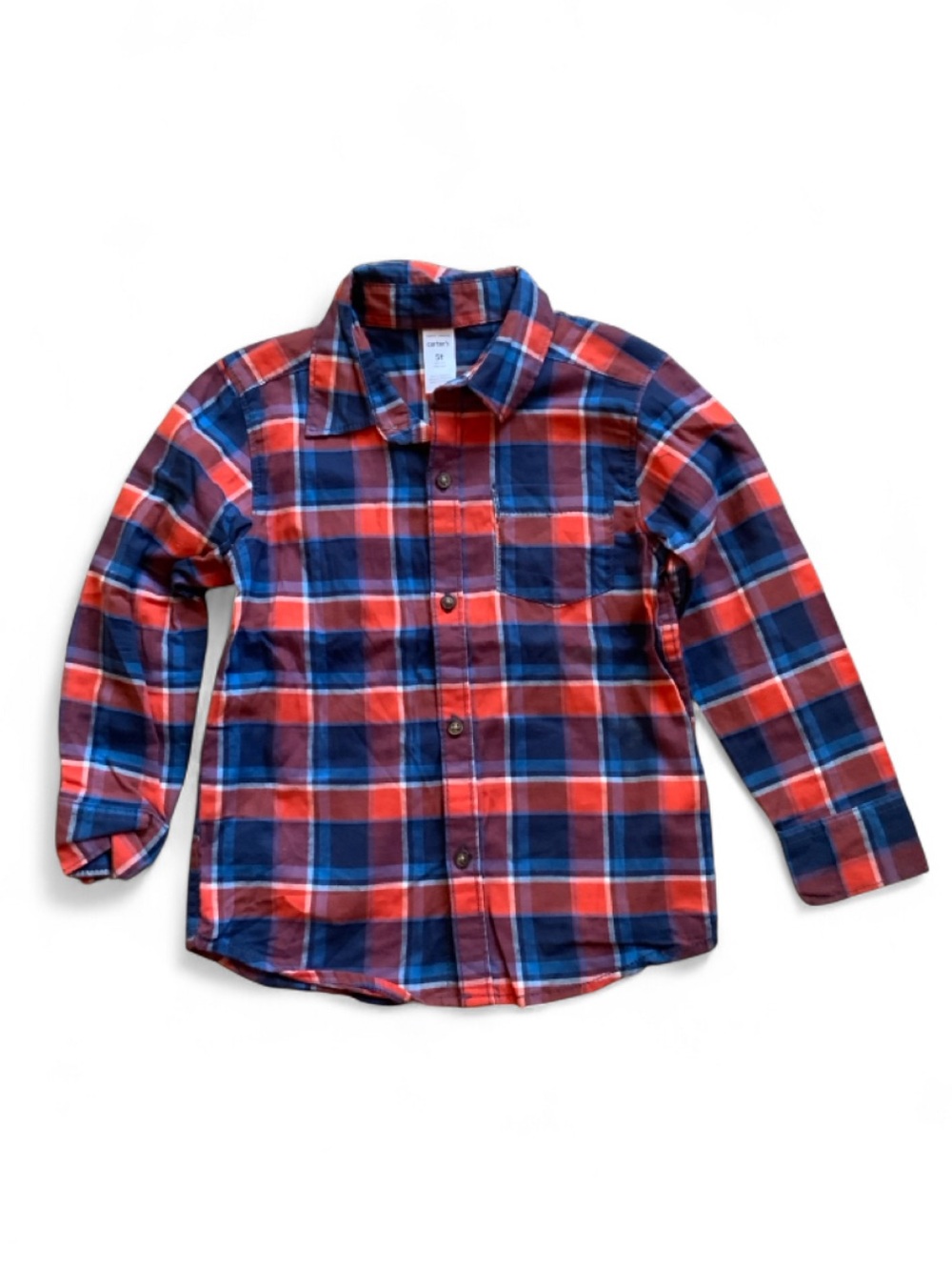 Carter's Plaid Button-Up Shirt - Navy & Red Boys 5T